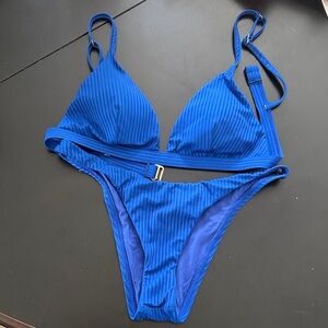 Vitamin A swim Ribbed Bikini Set in Cobalt Blue